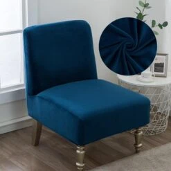 Housse De Fauteuil Crapaud Velours Bleu
