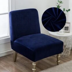 Housse De Fauteuil Crapaud Velours Bleu Marine