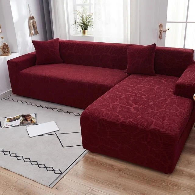 Housse De Canapé D'Angle Velours Imprimé De Fleurs Bordeaux 1 Housse De Canapé D'Angle Velours Imprimé De Fleurs Bordeaux