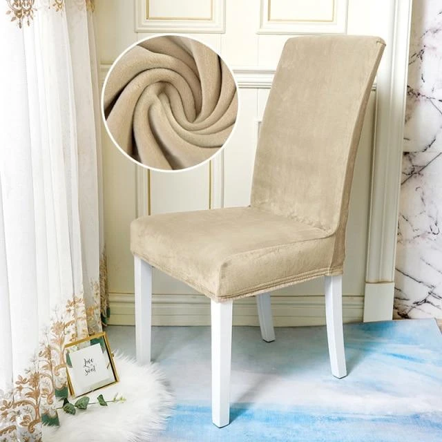Housse De Chaise Velours Beige 1 Housse De Chaise Velours Beige