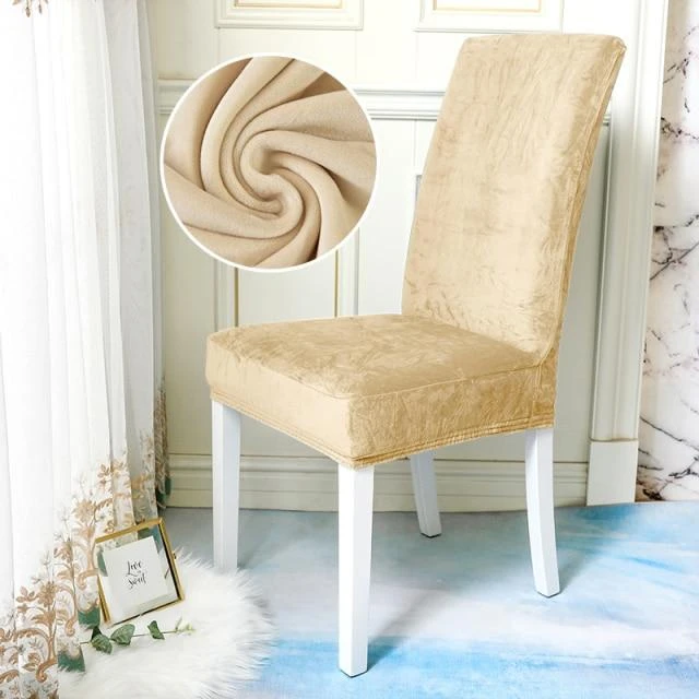 Housse De Chaise Velours Crème 1 Housse De Chaise Velours Crème