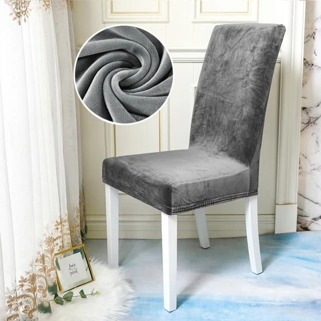 Housse De Chaise Velours Gris Anthracite 1 Housse De Chaise Velours Gris Anthracite