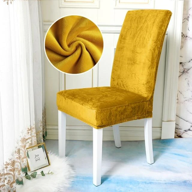 Housse De Chaise Velours Jaune 1 Housse De Chaise Velours Jaune