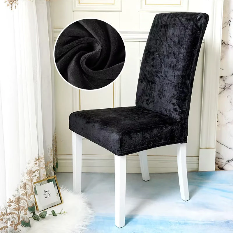 Housse De Chaise Velours Noir 1 Housse De Chaise Velours Noir