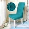 Housse De Chaise Velours Turquoise