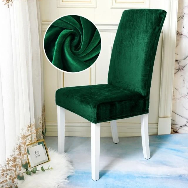Housse De Chaise Velours Vert 1 Housse De Chaise Velours Vert