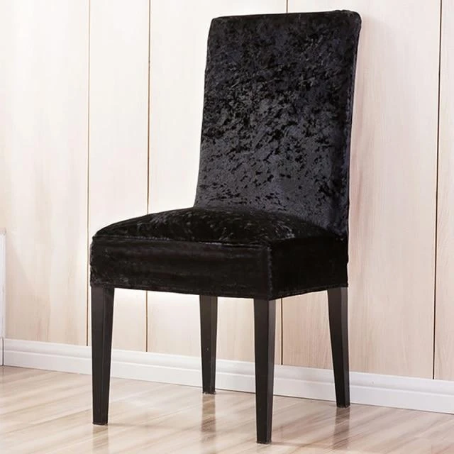 Housse De Chaise Velours De Glace Noir 1 Housse De Chaise Velours De Glace Noir