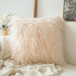 Housse De Coussin 45x45 Polaire Beige