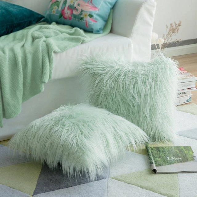Housse De Coussin 45x45 Polaire Vert D'eau 1 Housse De Coussin 45x45 Polaire Vert D'eau