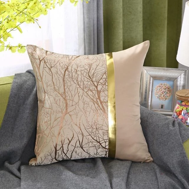 Housse De Coussin 45x45cm En Soie Bronze Et Or 1 Housse De Coussin 45x45cm En Soie Bronze Et Or