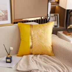 Housse De Coussin 45x45cm Royal En Soie Jaune