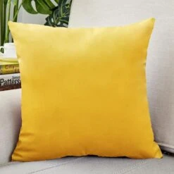 Housse De Coussin Velours 40x40cm Jaune