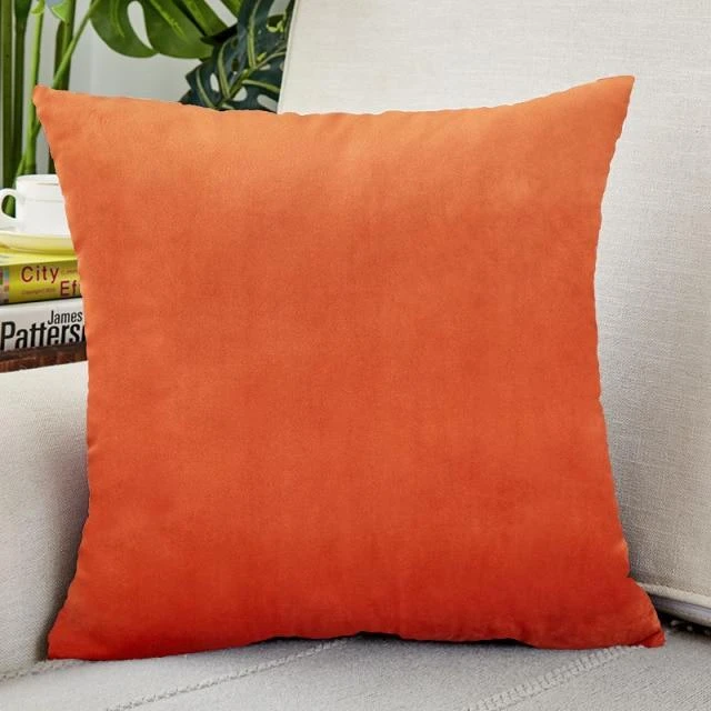 Housse De Coussin Velours 40x40cm Orange 1 Housse De Coussin Velours 40x40cm Orange
