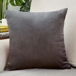 Housse De Coussin Velours 50x50cm Gris Anthracite