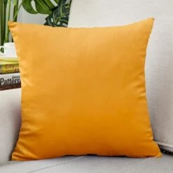 Housse De Coussin Velours 50x50cm Jaune Pastel