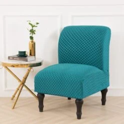Housse De Fauteuil Crapaud Jacquard Bleu Canard
