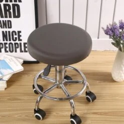 Housse De Tabouret Rond Gris