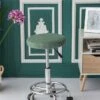 Housse De Tabouret Rond Jacquard Vert Amande