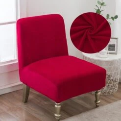 Housse De Fauteuil Crapaud Velours Rouge