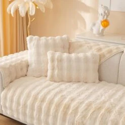 Protège Canapé En Peluche Beige -Housse Moderne couvre canape beige housse moderne 11