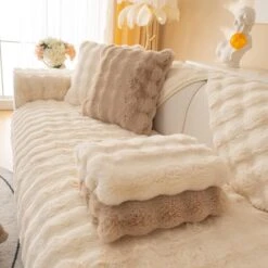 Protège Canapé En Peluche Beige -Housse Moderne couvre canape beige housse moderne 13