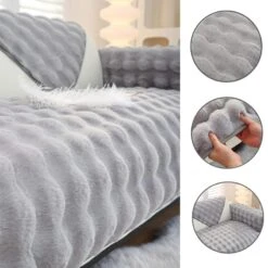 Protège Canapé En Peluche Gris -Housse Moderne couvre canape gris housse moderne 3