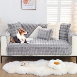 Protège Canapé En Peluche Gris -Housse Moderne couvre canape gris housse moderne 5