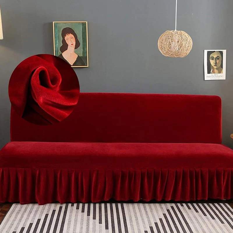 Housse De Canapé Clic Clac Et Bz Velours Bordeaux 2 Housse De Canapé Clic Clac Et Bz Velours Bordeaux – Image 2