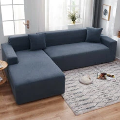 Housse De Canapé D'Angle Jacquard Gris Anthracite