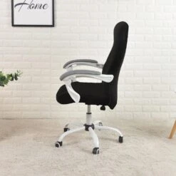 Housse De Chaise De Bureau Jacquard Noir -Housse Moderne housse chaise de bureau housse moderne 4