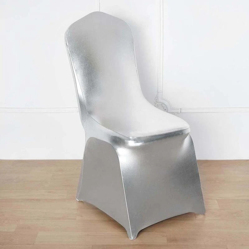 Housse De Chaise De Mariage Argent Métallique 2 Housse De Chaise De Mariage Argent Métallique – Image 2