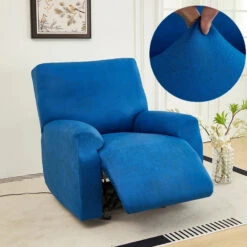 Housse De Fauteuil Relax En Similicuir Bleu