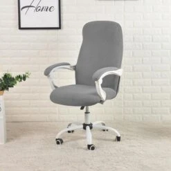 Housse De Chaise De Bureau Jacquard Gris