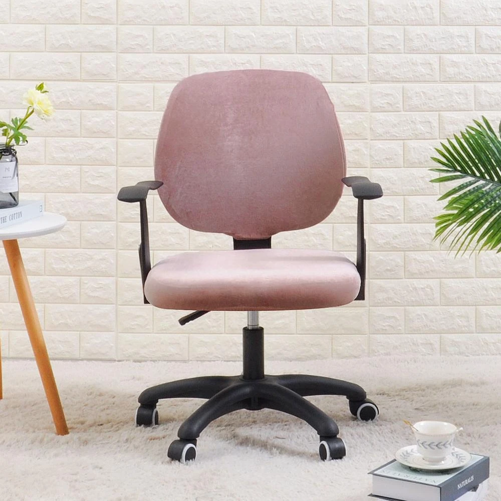 Housse De Chaise De Bureau Velours Rose 1 Housse De Chaise De Bureau Velours Rose