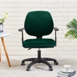 Housse De Chaise De Bureau Velours Vert Foncé