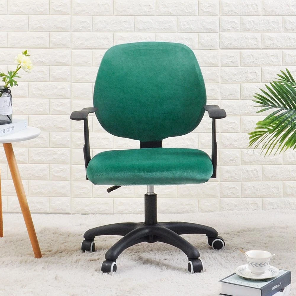 Housse De Chaise De Bureau Velours Vert 1 Housse De Chaise De Bureau Velours Vert