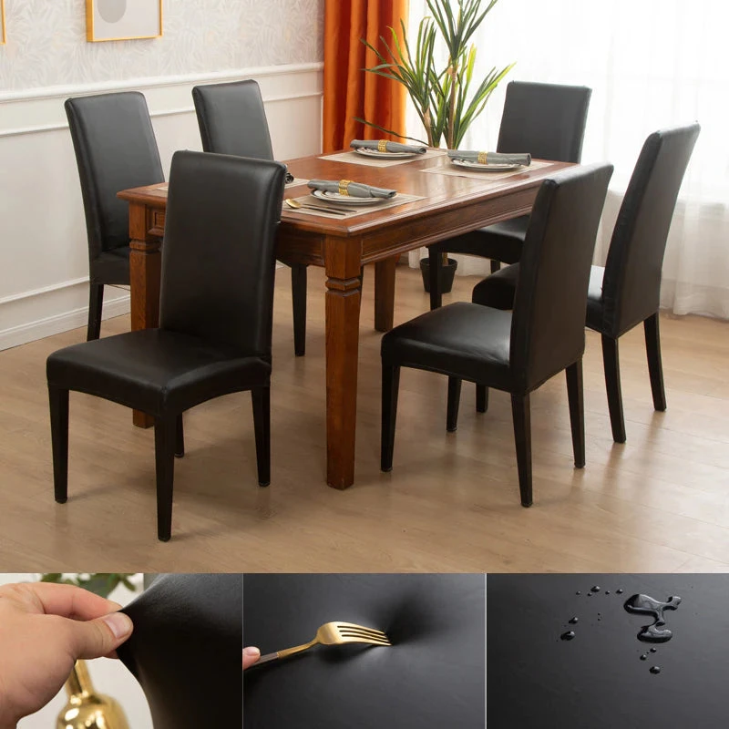 Housse De Chaise PU Cuir Noir 1 Housse De Chaise PU Cuir Noir