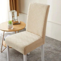 Housse De Chaise Jacquard Beige