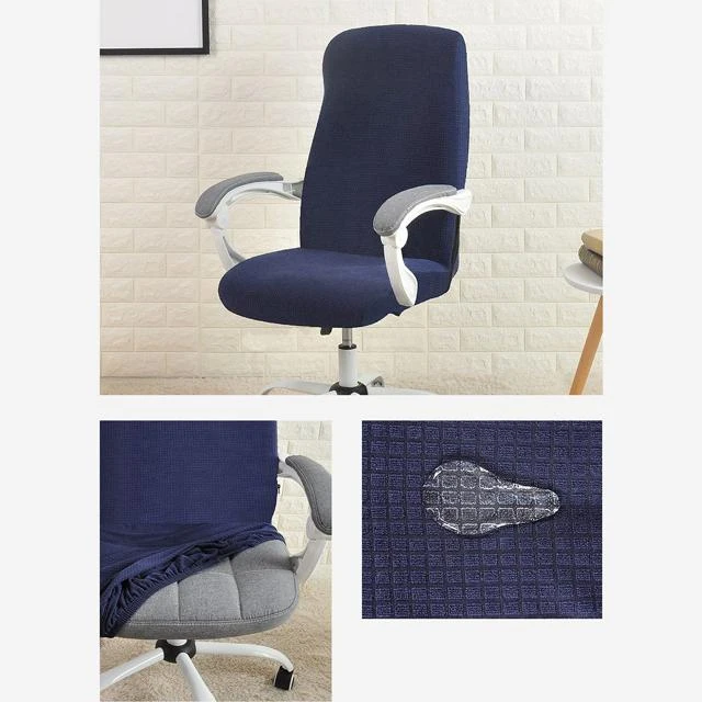 Housse De Chaise De Bureau Jacquard Bleu Marine 2 Housse De Chaise De Bureau Jacquard Bleu Marine â Image 2