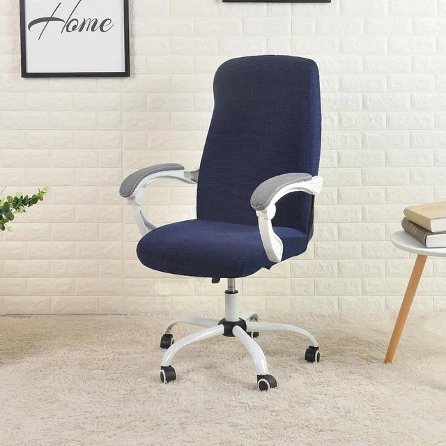 Housse De Chaise De Bureau Jacquard Bleu Marine 1 Housse De Chaise De Bureau Jacquard Bleu Marine