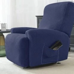 Housse De Fauteuil Relax Bleu Marine -Housse Moderne housse fauteuil relax avec repose pied housse moderne 2