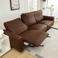 Housse De Fauteuil Relax En Similicuir Marron Foncé -Housse Moderne housse fauteuil relax stressless housse moderne 1