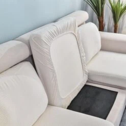 Housse Pour Coussin D'Assise De Canapé Crème