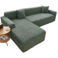 Housse De Canapé D'Angle Velours Imprimé De Fleur Vert Amande 13 Housse De Canapé D'Angle Velours Imprimé De Fleur Vert Amande -Housse Moderne housse pour canape d angle 6 places housse moderne 8