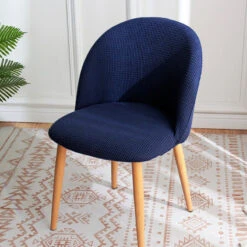 Housse Pour Chaise Scandinave Jacquard Bleu Marine