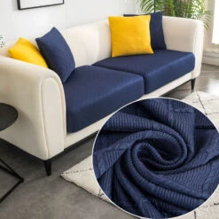 Housse Pour Coussin D'Assise De Canapé Bleu Marine