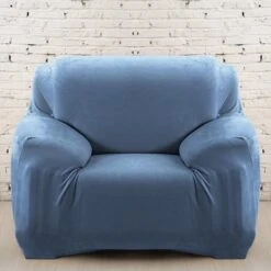 Housse Pour Fauteuil Club Velours Bleu