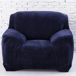 Housse Pour Fauteuil Club Velours Bleu Marine