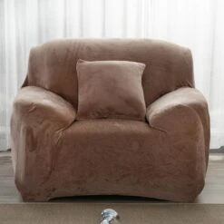 Housse Pour Fauteuil Club Velours Café