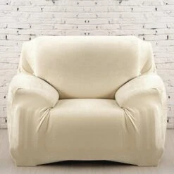 Housse Pour Fauteuil Club Velours Crème